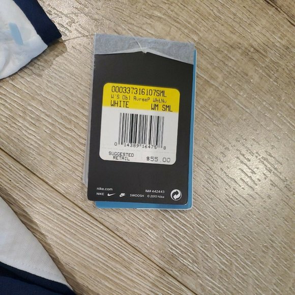 Nike Dri Fit Womans Collared Polo Shirt White/Blue Size Small NWT Bear Logo - Picture 2 of 7